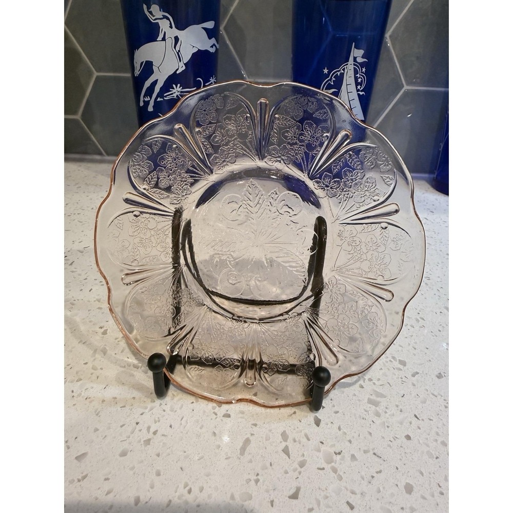 Jeannette Cherry Blossom Pink 6" Sherbet Bread Butter Plate Depression Glass
